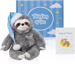 Thoughtful Sloth Plush Stuffed Animal - 16" Cotton Soft Cuddly Toy, Get Well Soon Care Package Gift for Kids, Teens & Adults