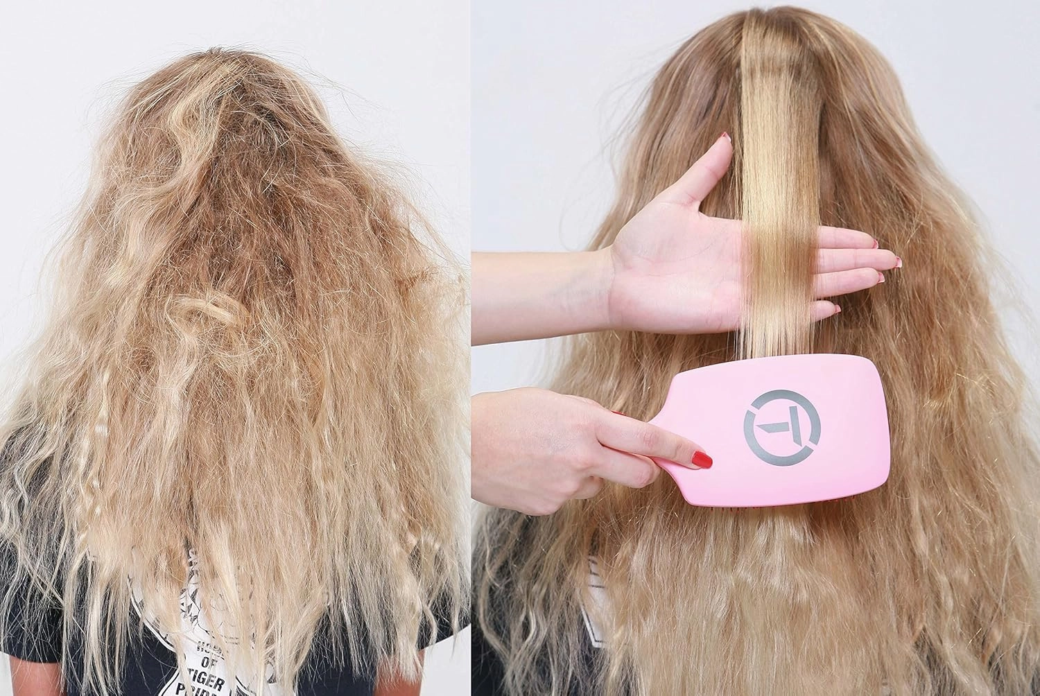 Tion Detangler Damp Brush for Wet & Dry Hair | Negative Ion Infused Ball Tips Reduce Frizz and Massage Scalp, Tangle Free Detangling Hair Brush for Adults & Kids Hair - Pink
