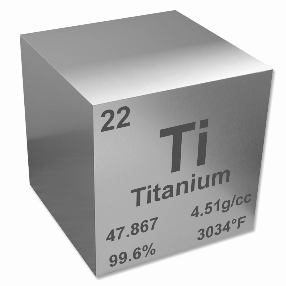 Titanium 1" Metal Density Cube - 99.6% Pure Element for Chemistry - Periodic Table Design Educational Scientific Elemental Specimen