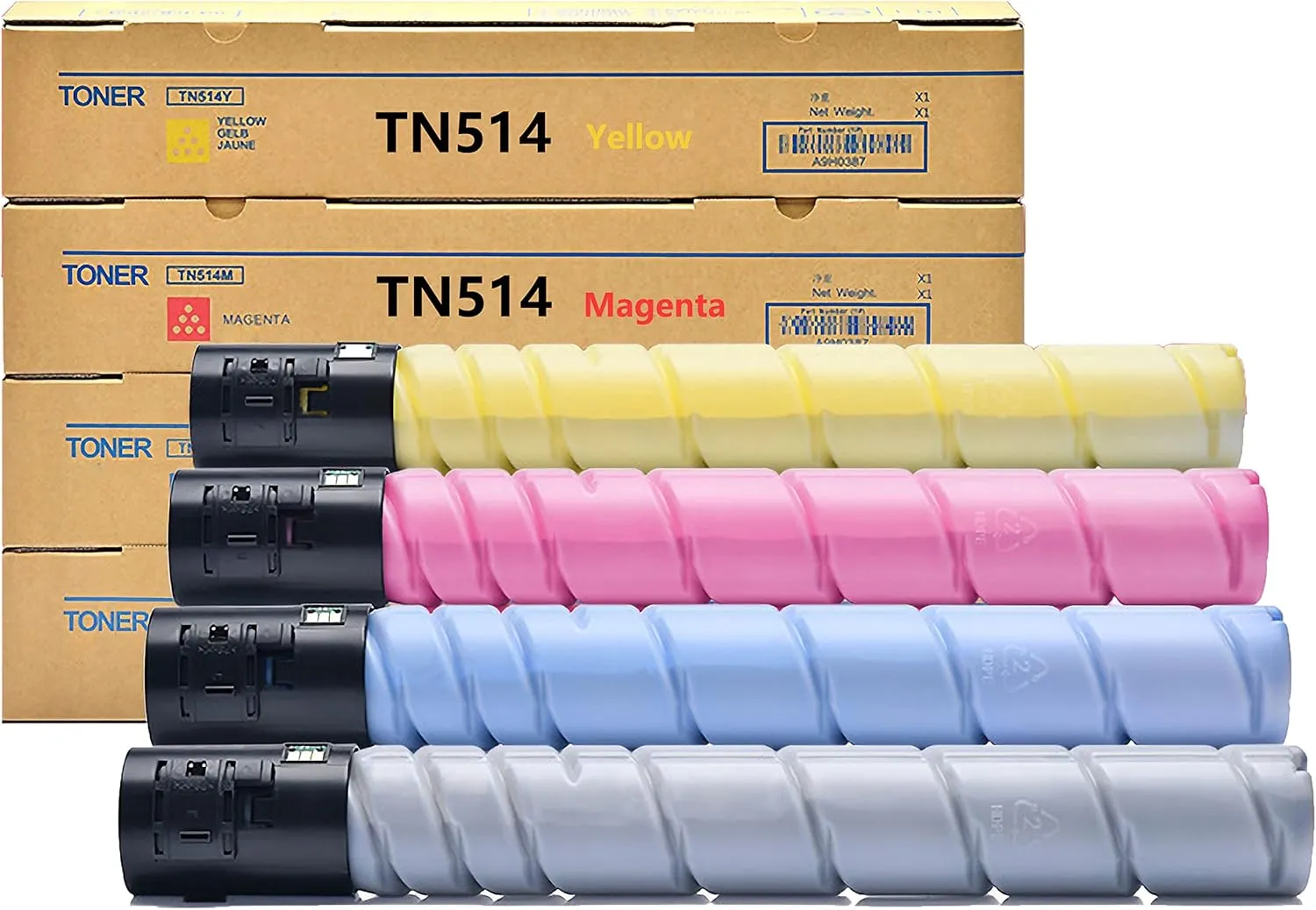 TN514 Toner Cartridge Compatible Replacement for Konica Minolta TN-514 TN514K TN514C TN514M TN514Y A9E8130 A9E8230 A9E8330 A9E8430 for Bizhub C458 C558 C658 Printer (4 Pack)