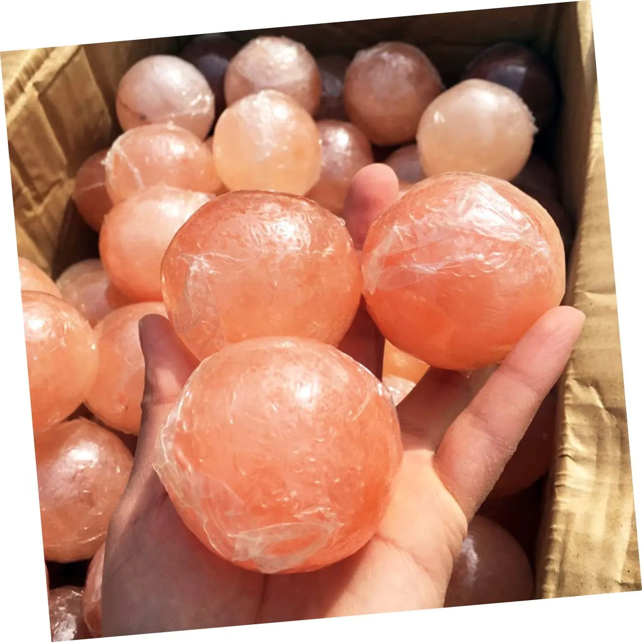 Toe Separators for Pedicure 1pc Massage Ball Natural Himalayan Salt Minerals Stone Crystal Ball Bath Salt Balls Bath Ball Orange Salt Rock Massage Himalayan Salt Soap