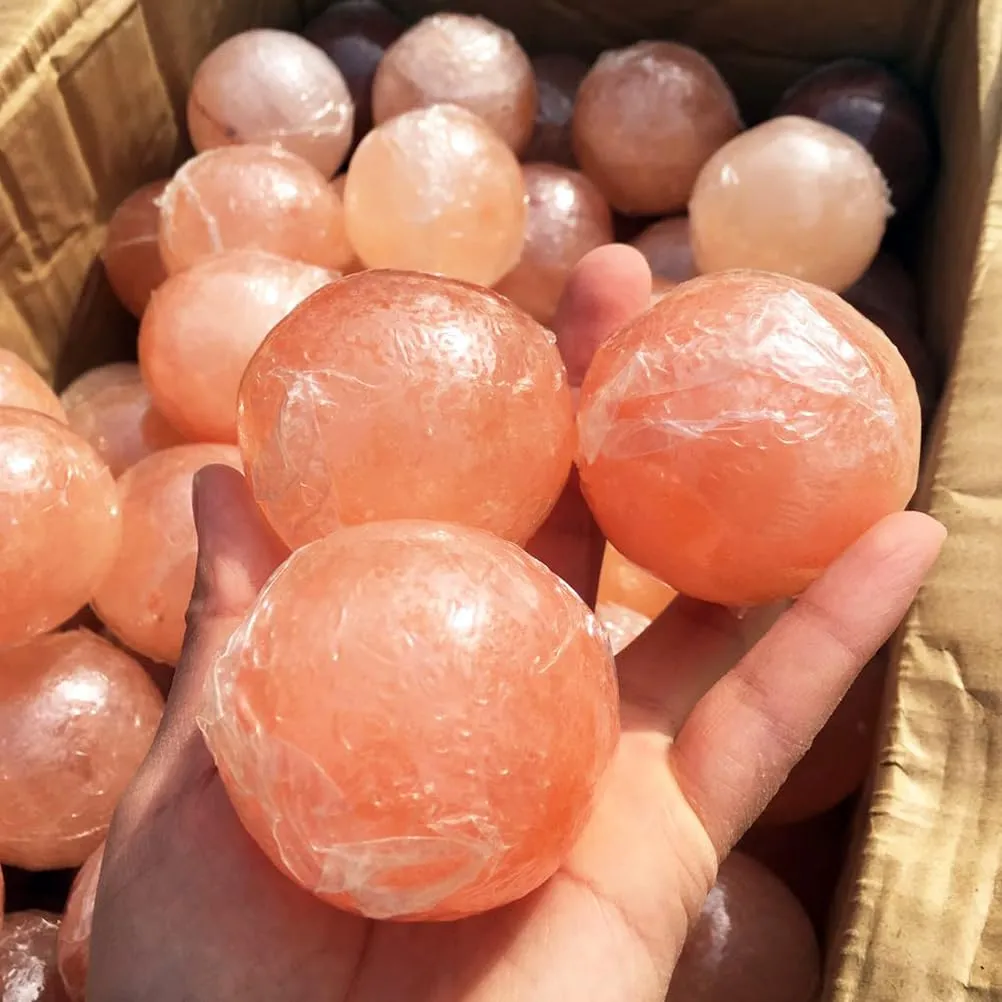 Toe Separators for Pedicure 1pc Massage Ball Natural Himalayan Salt Minerals Stone Crystal Ball Bath Salt Balls Bath Ball Orange Salt Rock Massage Himalayan Salt Soap