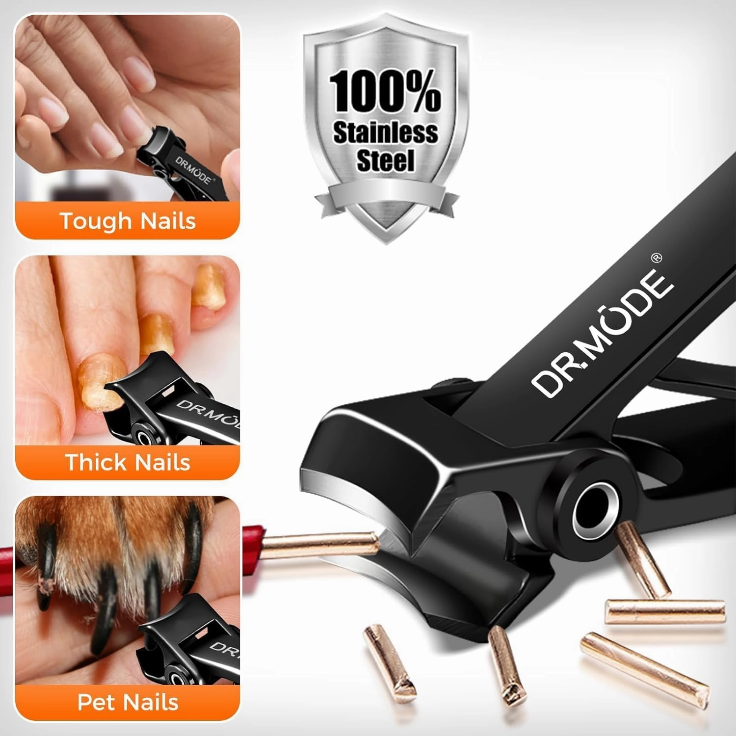 Toenail Clippers for Thick Nails for Seniors, Angled Head Long Handled Toe Nail Clippers for Seniors Men with Wide Jaw Opening, Heavy Duty Large Finger Nail Clippers Adult Cutter with Catcher, Black