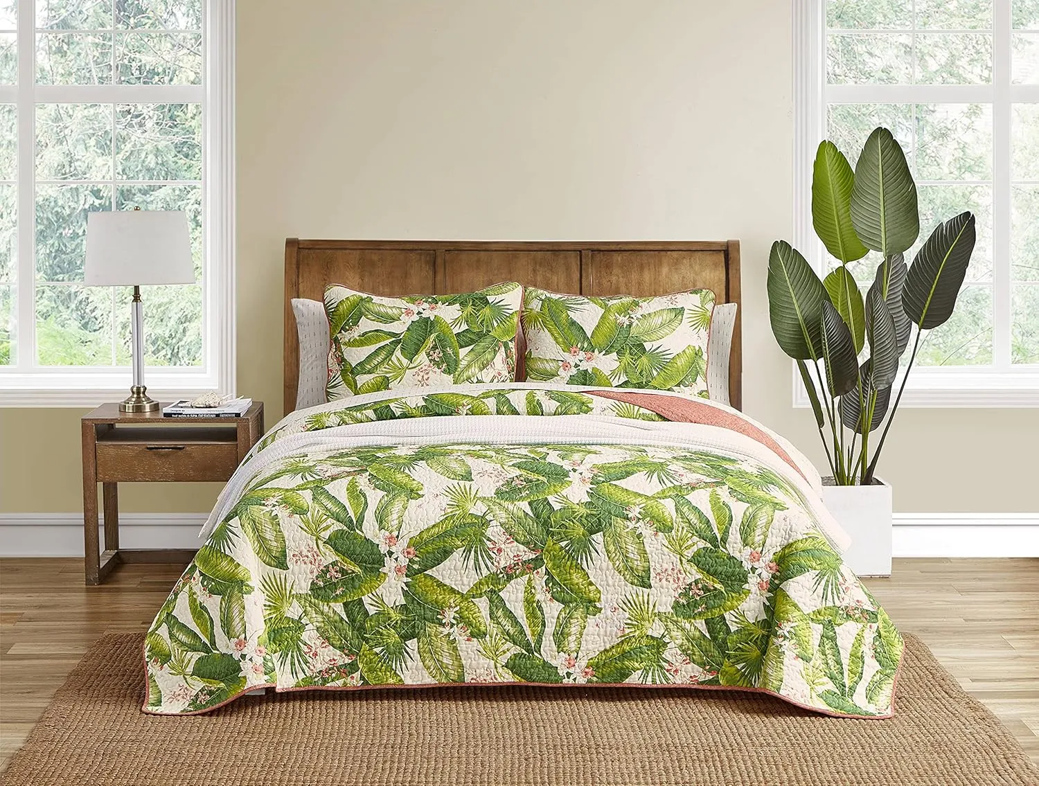 Tommy Bahama - King Quilt Set, Reversible Cotton Bedding with Matching Shams, Coastal Bedding Set for All Seasons (Aregada Dock Ecru Beige, King)