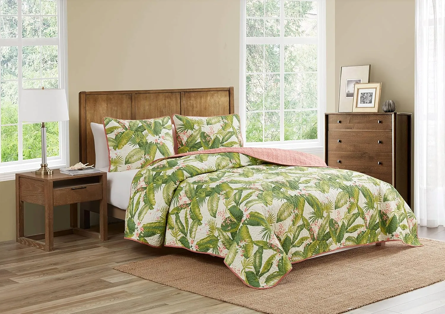 Tommy Bahama - King Quilt Set, Reversible Cotton Bedding with Matching Shams, Coastal Bedding Set for All Seasons (Aregada Dock Ecru Beige, King)