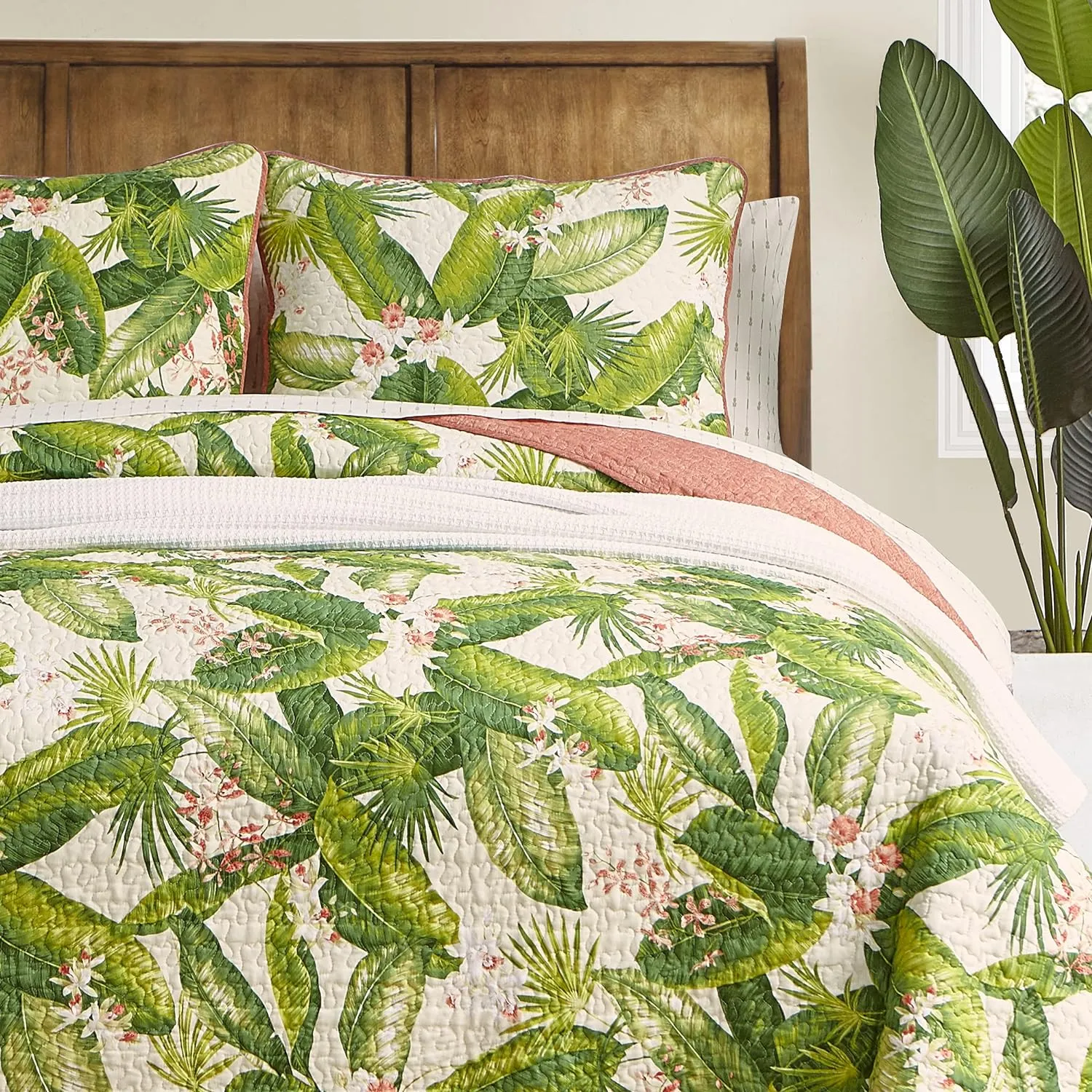 Tommy Bahama - King Quilt Set, Reversible Cotton Bedding with Matching Shams, Coastal Bedding Set for All Seasons (Aregada Dock Ecru Beige, King)