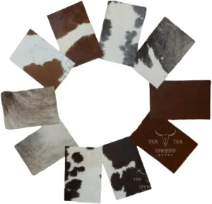 Tomtom Cowhides Nice Variety 10 Pieces Hair on Cow Hide Scrap Leather Hide Remnant (10) Pieces of Approx. 12" x 8"