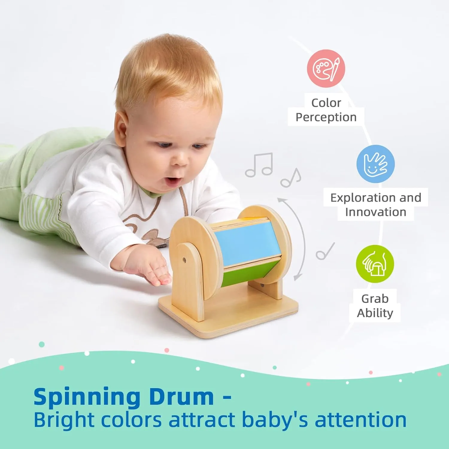 TOOKYLAND Early Learning Toy Bundle - 6 in 1 Box Educational Montessori Play Set; Wooden Baby Toys 0-6 Months Old