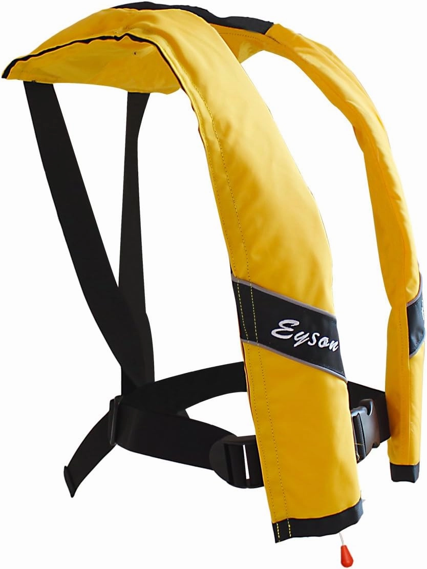 Top Safety Adult Life Jacket with Whistle - Manual Version Inflatable Lifejacket Life Vest Preserver PFD for Boating Fishing Sailing Kayaking Surfing Paddling Swimming - Adjustable Life Saving Vest