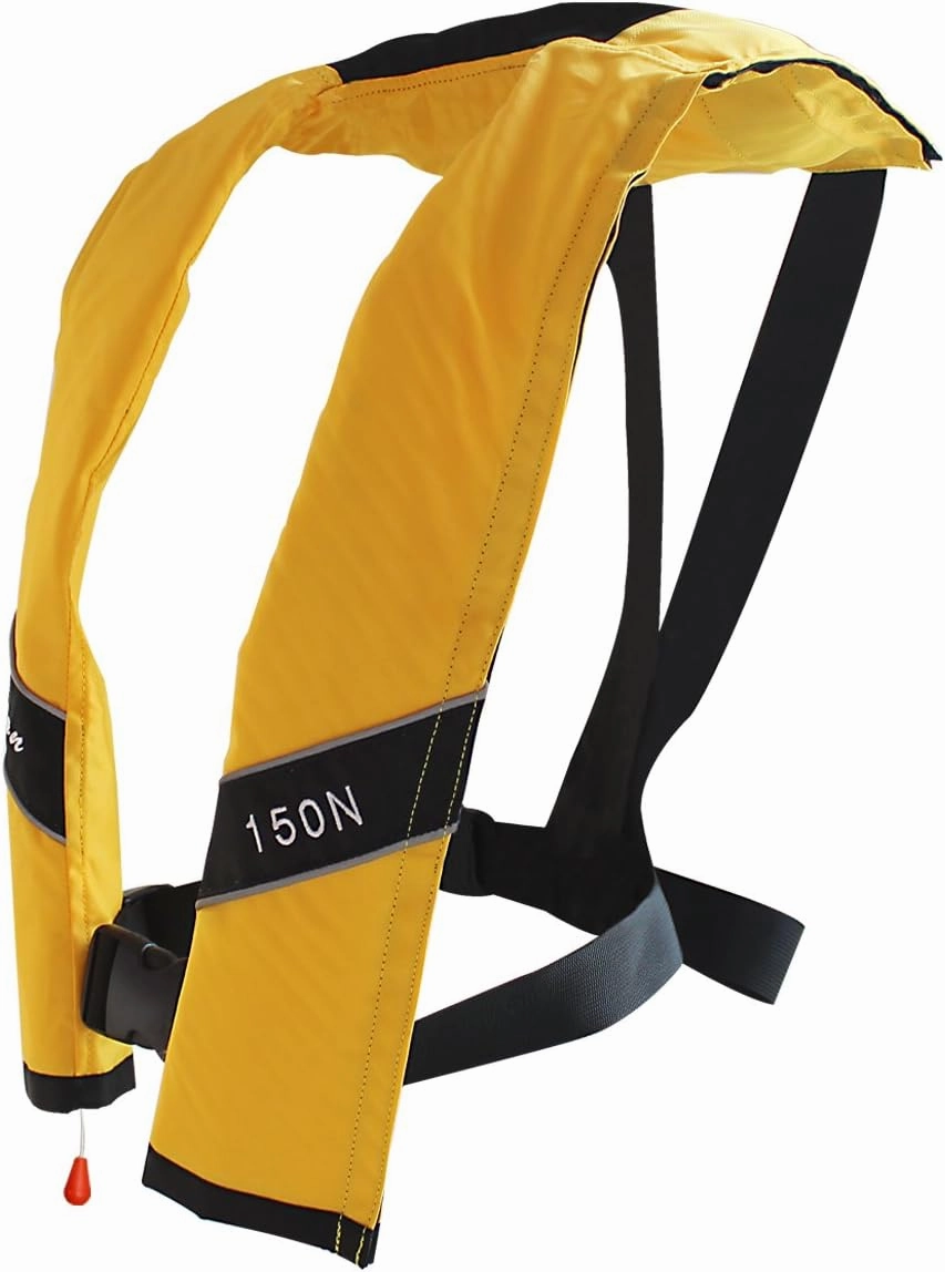 Top Safety Adult Life Jacket with Whistle - Manual Version Inflatable Lifejacket Life Vest Preserver PFD for Boating Fishing Sailing Kayaking Surfing Paddling Swimming - Adjustable Life Saving Vest