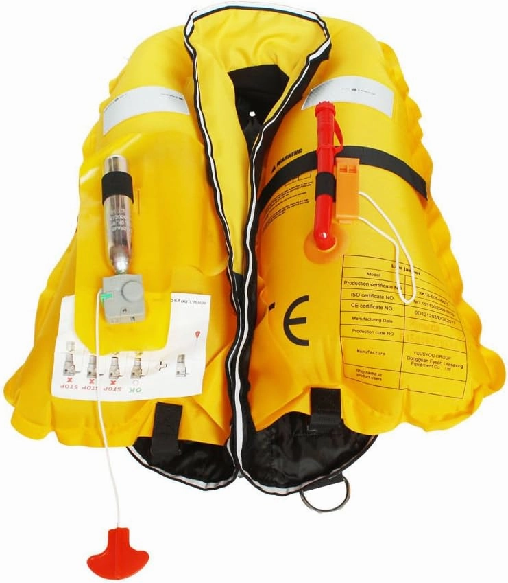 Top Safety Adult Life Jacket with Whistle - Manual Version Inflatable Lifejacket Life Vest Preserver PFD for Boating Fishing Sailing Kayaking Surfing Paddling Swimming - Adjustable Life Saving Vest