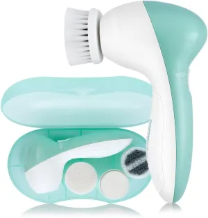 TOUCHBeauty Portable Facial Brush Set with Case & 3 Spin Brush Heads, 0.055mm Deep Pores Cleansing Bristle, Soft Silicone Massager Brush Face Exfoliator Brushes, Mini Travel Size Battery Powered