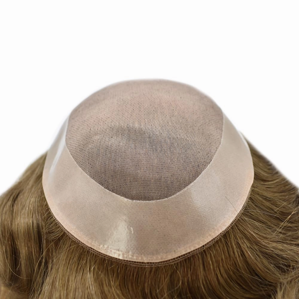 Toupee For Men Hair Replacement System For Men Human Hair Piece Toupee For Men Hair Pieces Fine Mono Hair Systems For Men 8x10medium light density#1720 17# DARK ASH BLONDE 20% GREY