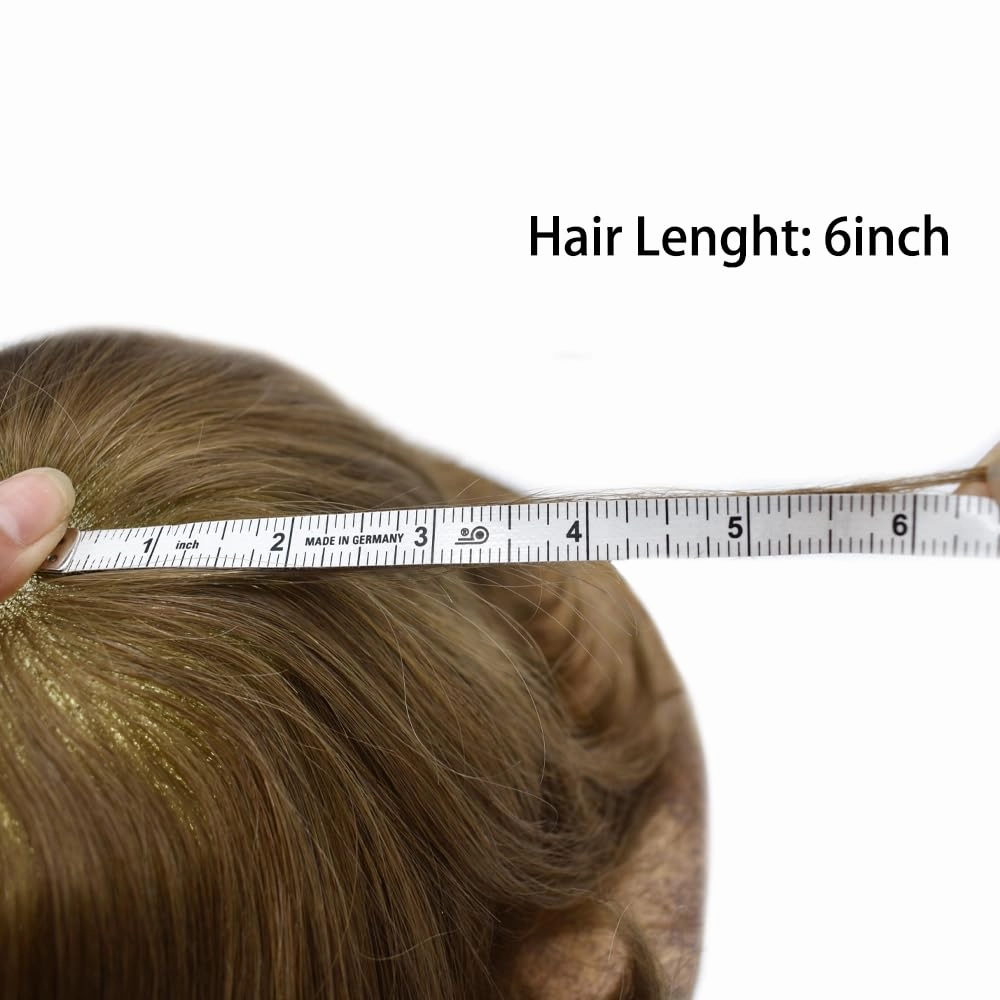 Toupee For Men Hair Replacement System For Men Human Hair Piece Toupee For Men Hair Pieces Fine Mono Hair Systems For Men 8x10medium light density#1720 17# DARK ASH BLONDE 20% GREY