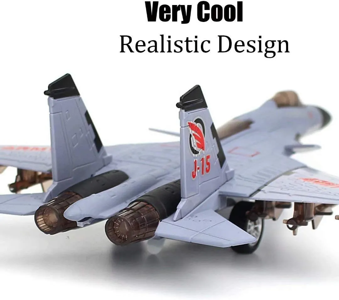 Toy Airplane Model Planes Alloy Pull Back Fighter for Boys with Flashing Lights, Real Jet Sound (Yellow)