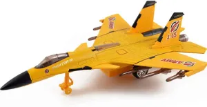 Toy Airplane Model Planes Alloy Pull Back Fighter for Boys with Flashing Lights, Real Jet Sound (Yellow)