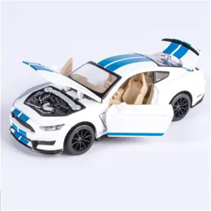 Toy car Model 1/32 for Mustang Shelby GT350 Alloy Car Toy Model A Modified Car Model Pull Back Flashing Toy (Color : White)