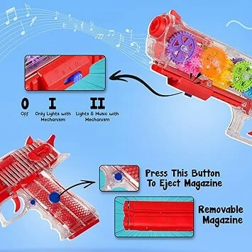 TOYSHINE Concept Musical and 3D Lights Transparent Gun - Pack of 1