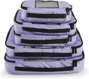 TravelWise Luggage Packing Organization Cubes 5 Pack, Lavender, 2 Small, 2 Medium, 1 Large (TWPC-27)