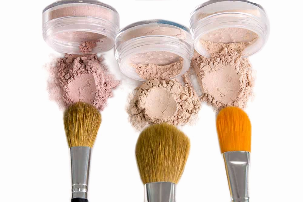 TRIO WITH BRUSHES (LIGHT TAN) Full Size Kit Mineral Makeup Brush Set Foundation Concealer Blush Bare Face Sheer Powder Cover