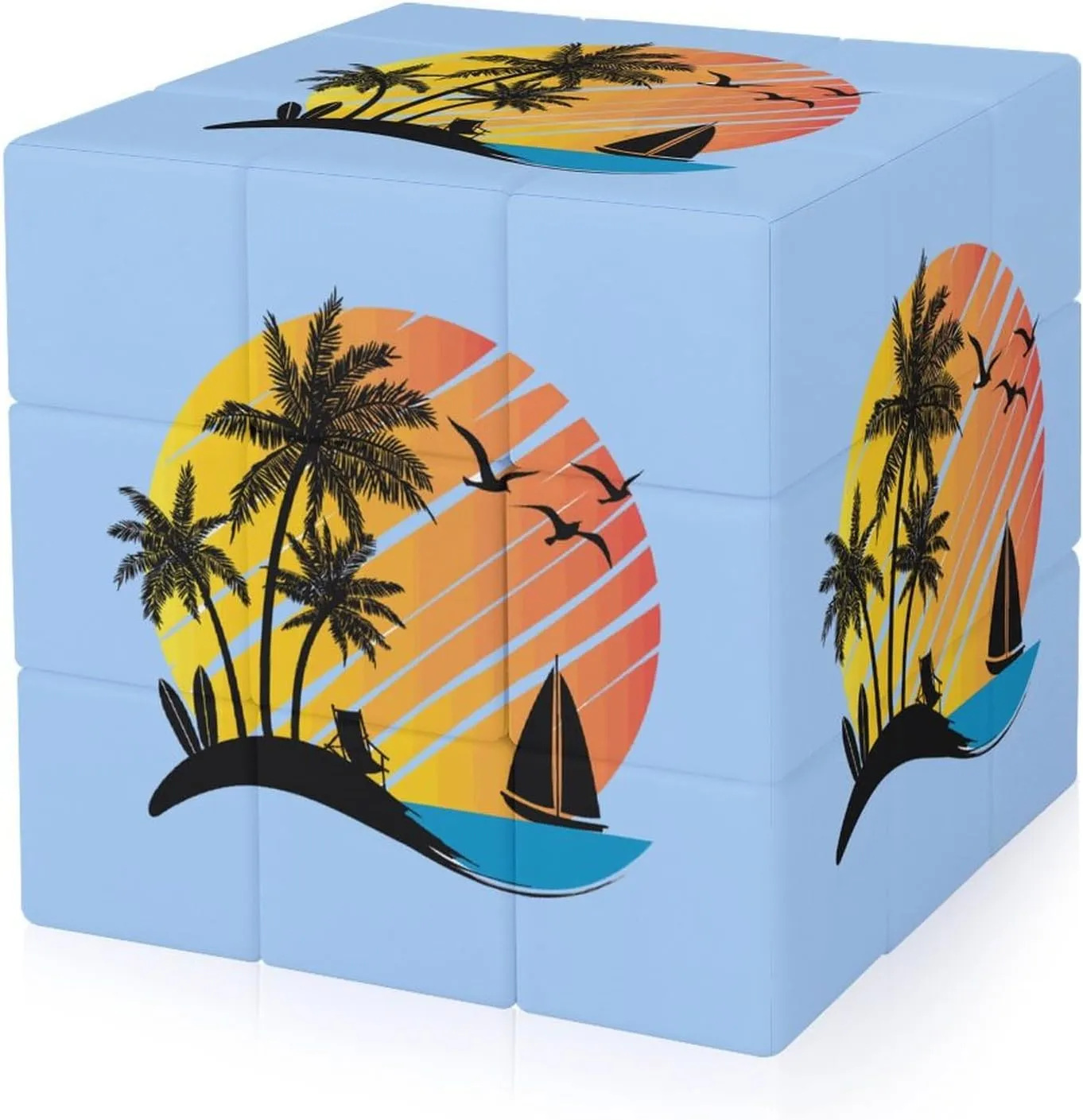 Tropical Beach Adults 3x3x3 Color-Matching Smooth Fully Printed Cube Gift