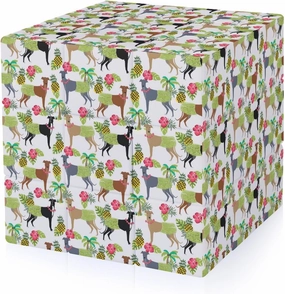 Tropical Palm Tree Hula Dancer Dog Greyhound Pattern Adults 3x3x3 Color-Matching Smooth Fully Printed Cube Gift