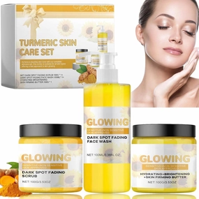 Turmeric Glow Combo Skincare Set, Turmeric Skin Care Set, Turmeric Glow Face Wash, Turmeric Scrub Glow Butter and Glow Butter, Face Care Set for Women (1 Set)
