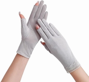 Two-Finger Gloves Women's Cotton UV-Proof Driving Cycling Non-Slip Sunscreen Gloves