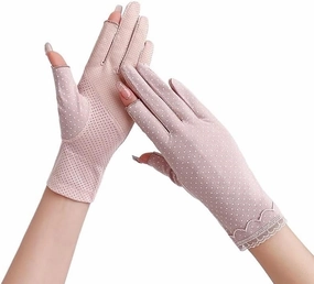 Two-Finger Gloves Women's Cotton UV-Proof Driving Cycling Non-Slip Sunscreen Gloves