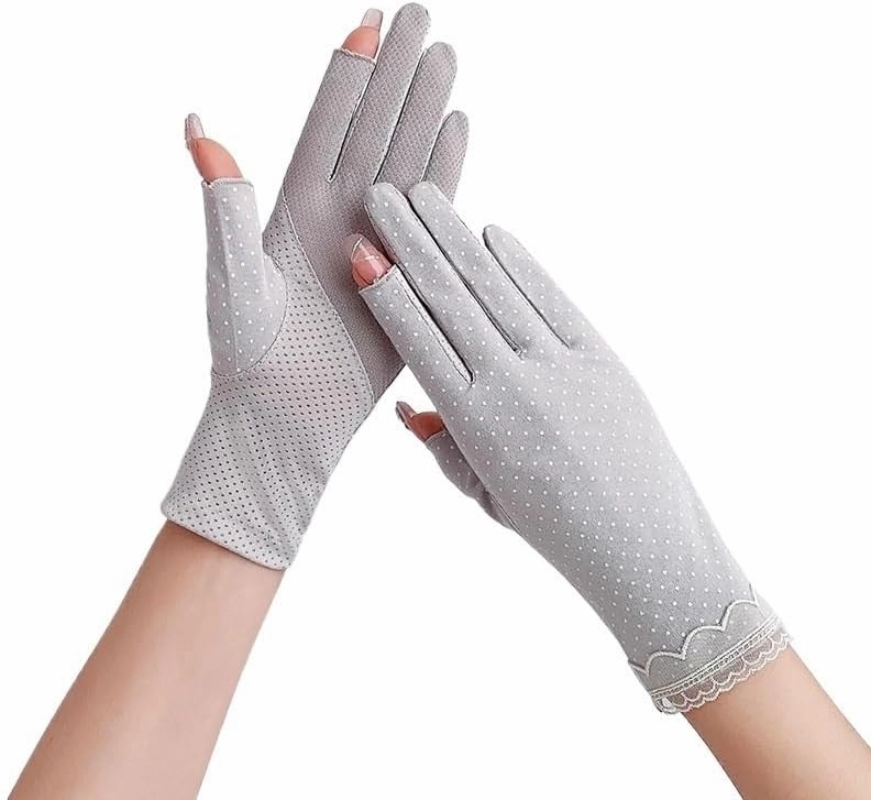 Two-Finger Gloves Women's Cotton UV-Proof Driving Cycling Non-Slip Sunscreen Gloves