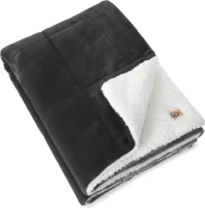 UGG Nita Throw Blanket Soft Reversible Plush Throw for Couch or Bed Cozy Fuzzy Warm Fluffy Blanket for Living Room or Cute Bedroom Decor Down Alternative Washable, 50-inch x 70-inch, Charcoal Grey