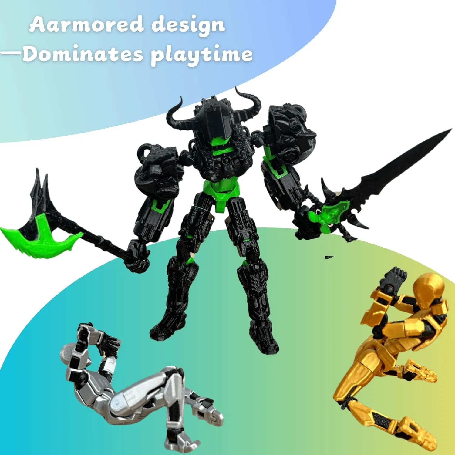 ULTHOOL Titan 13 Action Figure,Assembly Completed 3D Printed T13 Multi-Jointed Movable Robot with Full Articulation, Lucky 13 Nova 13 Dummy 13 (Black)