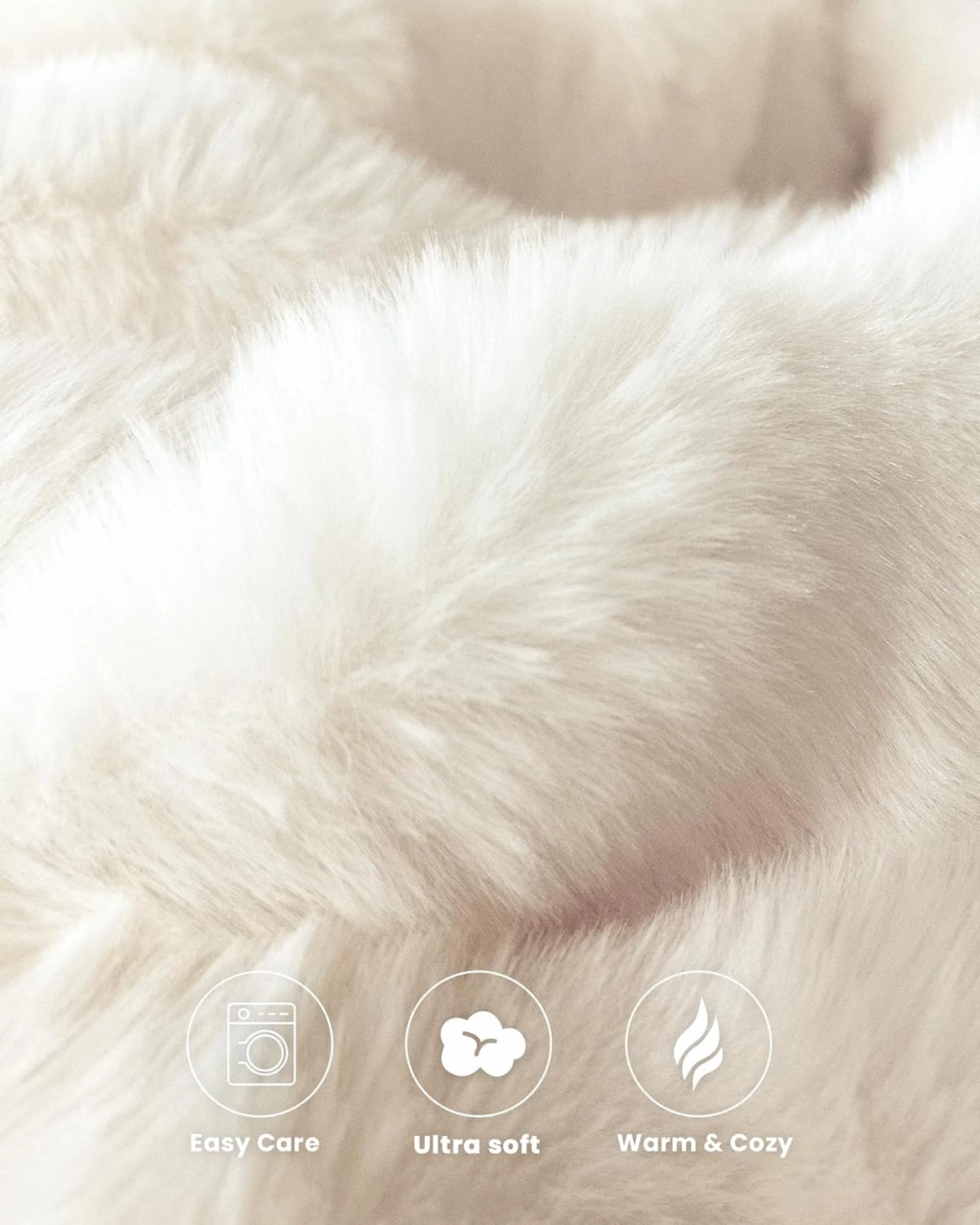 Ultra Soft Cozy Faux Fur Throw Blanket, Fuzzy Plush Thick Bubble Blanket, Luxury Fluffy Blanket for Couch, Sofa, Bedroom, and Living Room, Gifts for Women and Girls, 50x60 Inches, Cream White