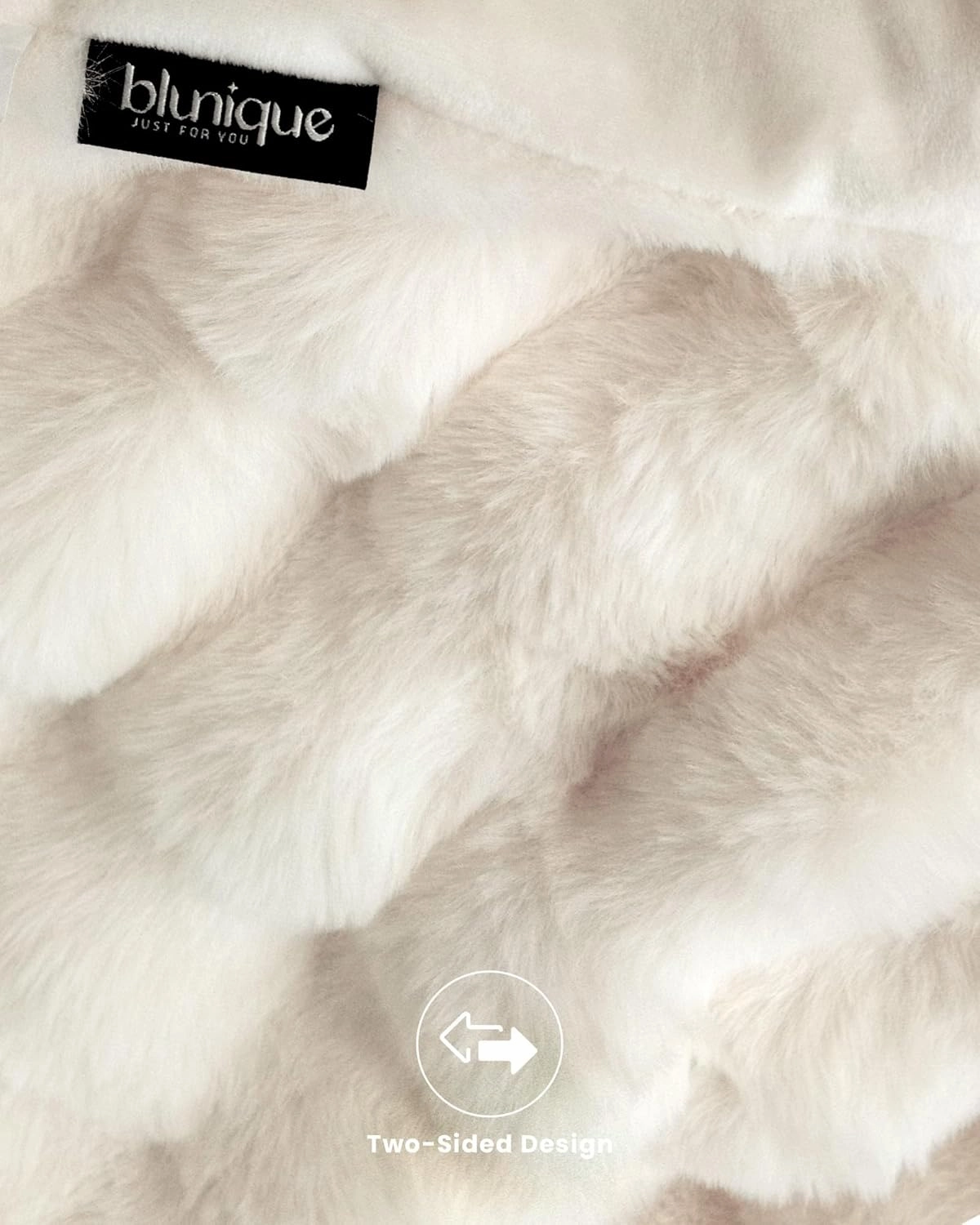 Ultra Soft Cozy Faux Fur Throw Blanket, Fuzzy Plush Thick Bubble Blanket, Luxury Fluffy Blanket for Couch, Sofa, Bedroom, and Living Room, Gifts for Women and Girls, 50x60 Inches, Cream White