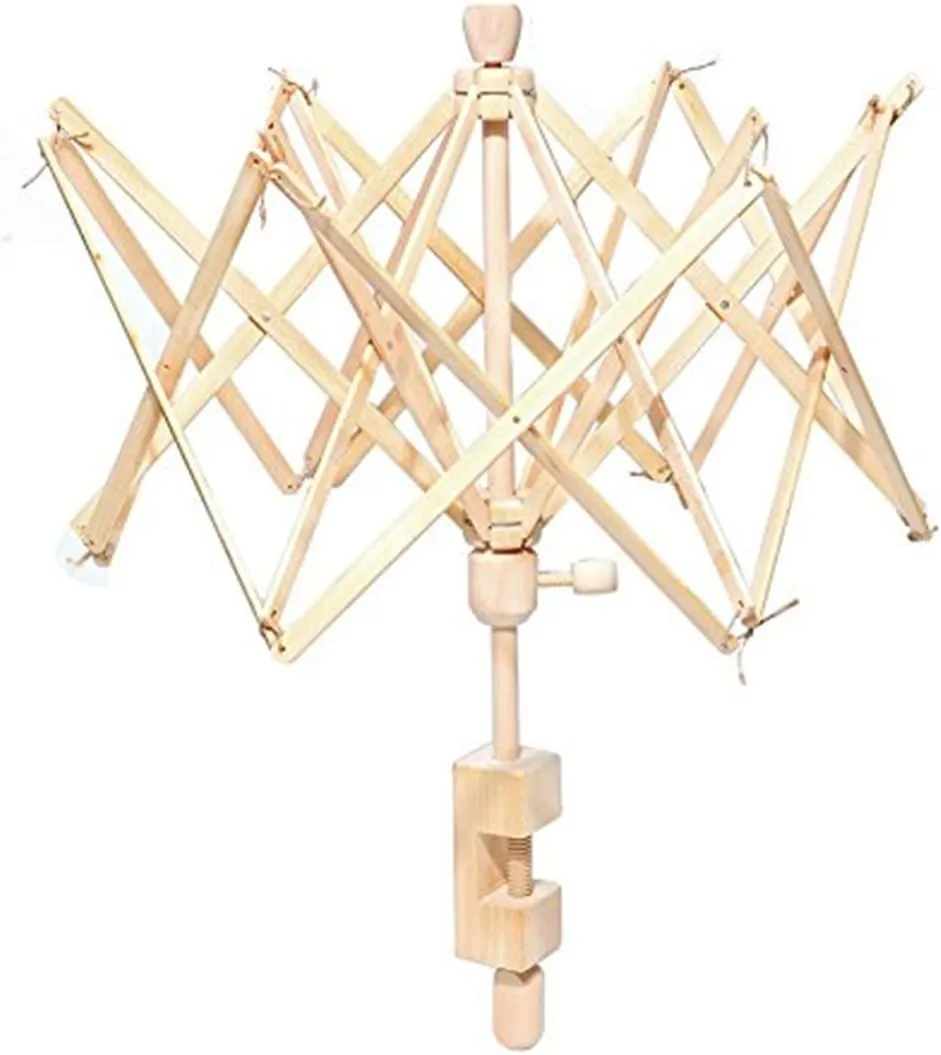 Umbrella Swift Yarn Winder, Wooden (Birch) Hand Operated Bobbin Winder Holder