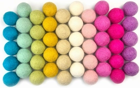 Unicorn Princess Wool Felt Balls | 50 Pom Poms Handfelted in Nepal | Muted Rainbow Colors for Crafts, Garland, Felting, Baby Mobile, Decor | .8-1 Inch | Muslin Bag Included