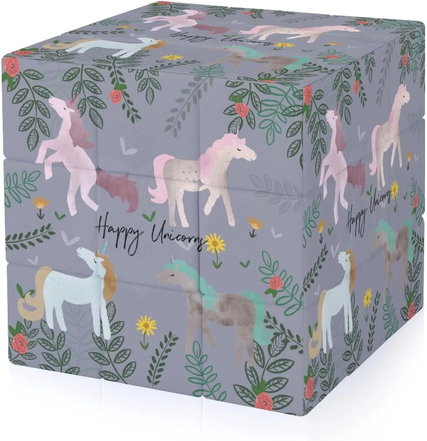 Unicorrn Clipart Funny 3x3x3 Cube Smooth Lightweight Puzzle for Adult Graphic Printing Travel