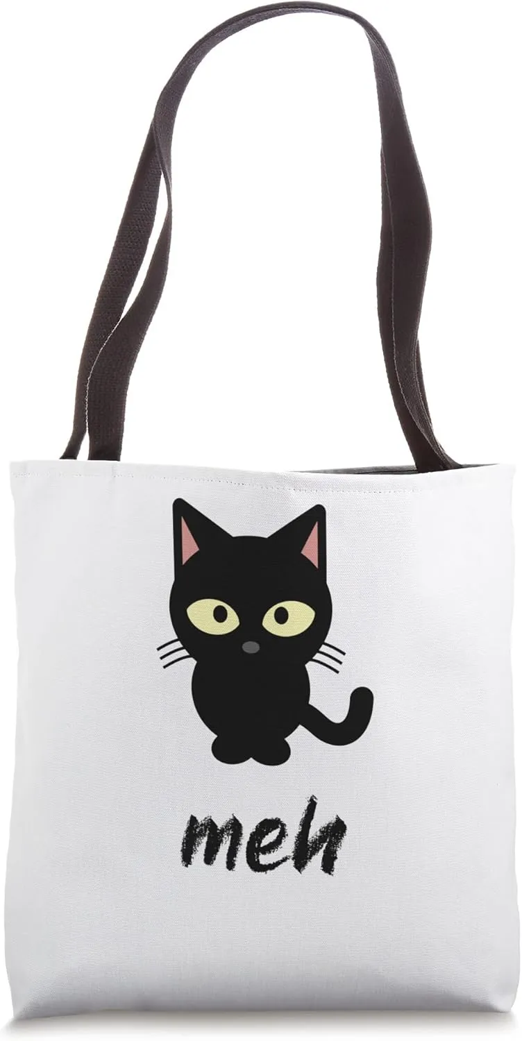Uninspired Cat Meh Lacks Enthusiasm Tote Bag