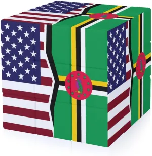 United States and Dominica Flag Funny 3x3x3 Cube Smooth Lightweight Puzzle for Adult Graphic Printing Travel