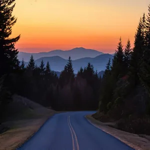 Uoopati Mountain and Sunset DIY 5D Diamond Painting by Number Kit, Dusk Falls Blue Ridge Mountain Parkway North Carolina Diamond Embroidery Paintings Cross Stitch for Home Decor, 16x16 Inch