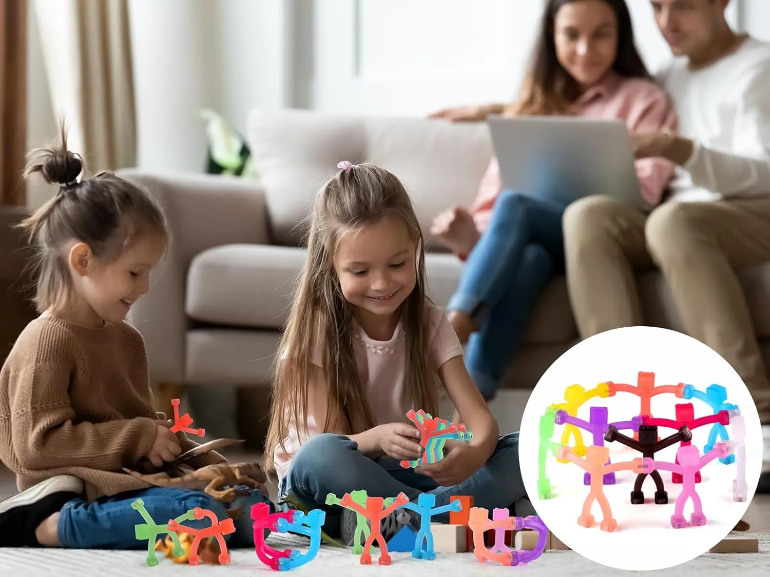 Updated Magnetic Toys for Kids in Robot Shape, Creativity Fidget Magnets, Magnet Men for Travel Toys, Funny Magnetic People for Kids (Translucent, 30 Pcs)