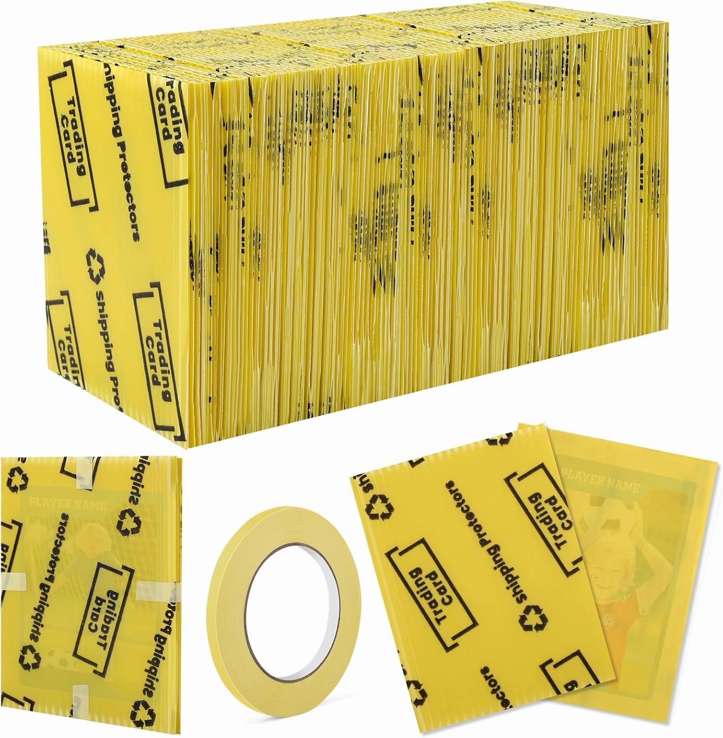 Upgrade 200 Pack Trading Card Shipping Protector 3.5'' x 4.5'',Strong Hard Plastic Inserts Graded Sports Card Shipping Supplies Precut Sleeves for Mailing, MTG Packaging Collectible(Yellow)
