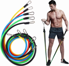 UPONE Resistance Bands Set Stretch Exercise Band Set with Door Anchor, Physical Therapy Keep Fit Exercise Bands with Handles, Ankle Straps and Carry Bag, 11 Pack Suitable for Any Fitness Level