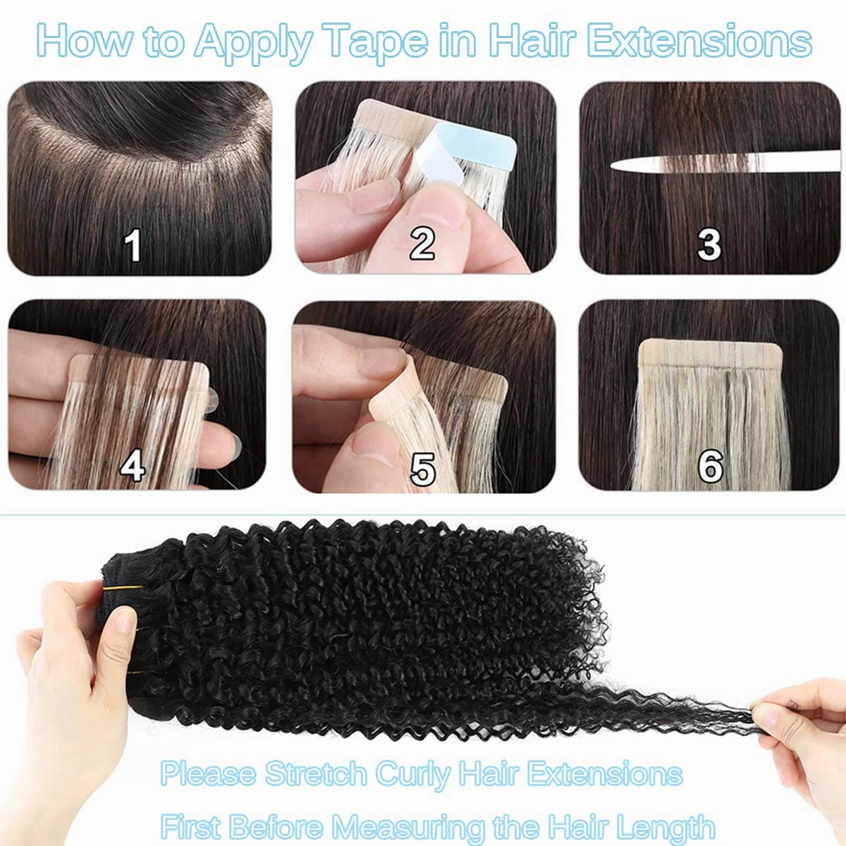 Urbeauty Tape in Hair Extensions Human Hair Black Women 40 Pcs Seamless Kinky Curly Tape on Hair Extensions with Invisible Tape Attached Semi Permanent Tape on Natural Hair