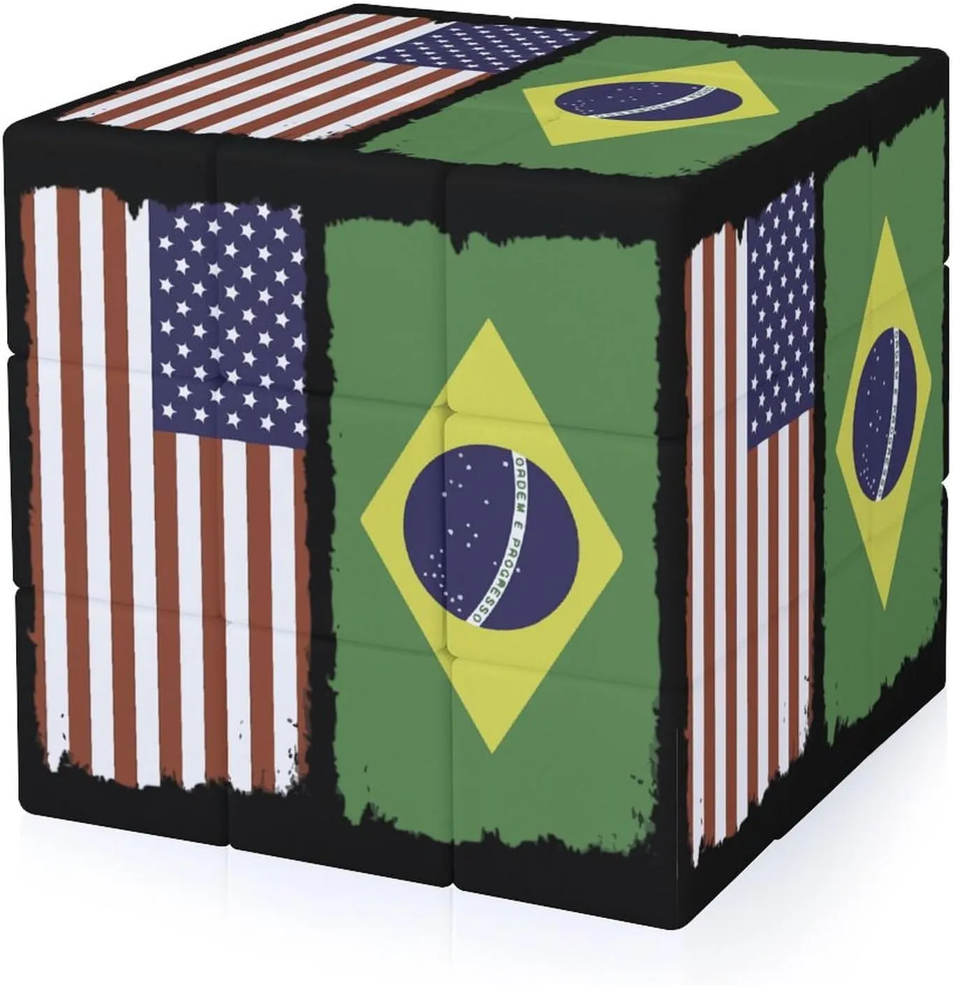 U.S. Brazilian Adults 3x3x3 Color-Matching Smooth Fully Printed Cube Gift