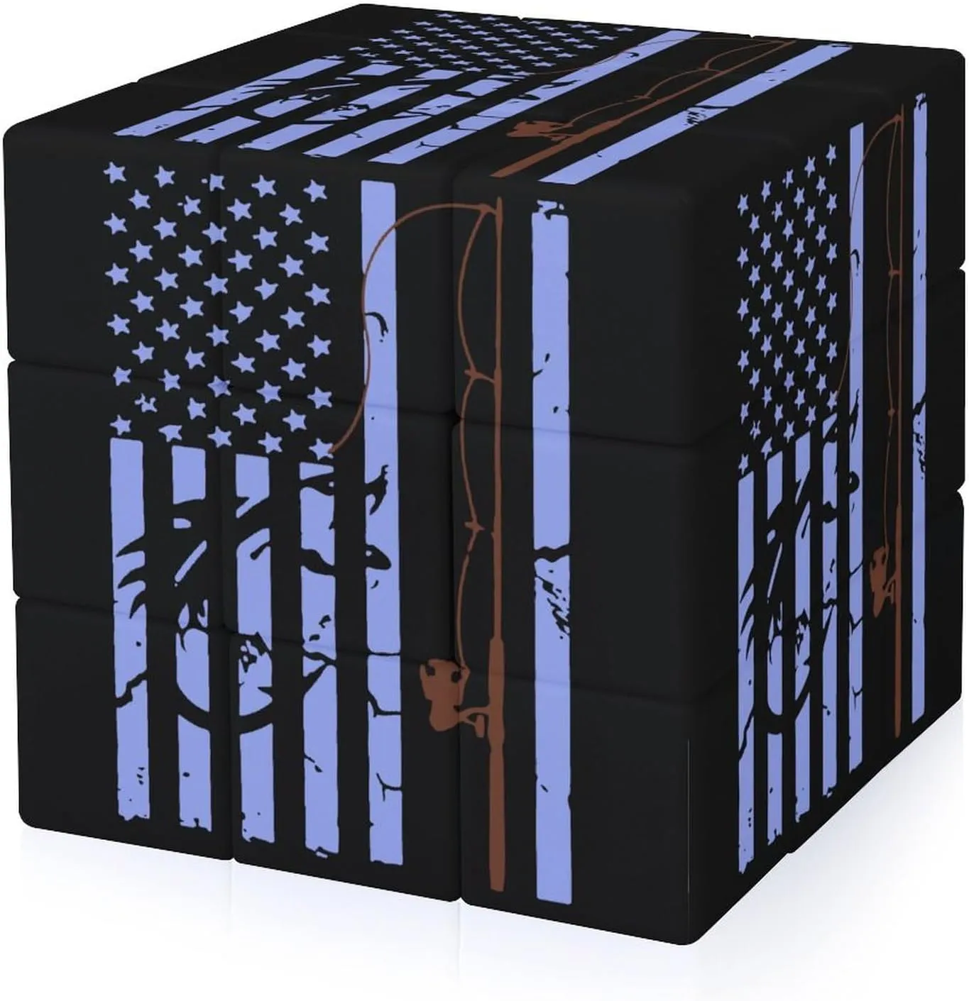U.S. Fishing Flag Funny 3x3x3 Cube Smooth Lightweight Puzzle for Adult Graphic Printing Travel