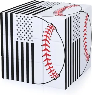 U.S. Flag and Baseball Funny 3x3x3 Cube Smooth Lightweight Puzzle for Adult Graphic Printing Travel