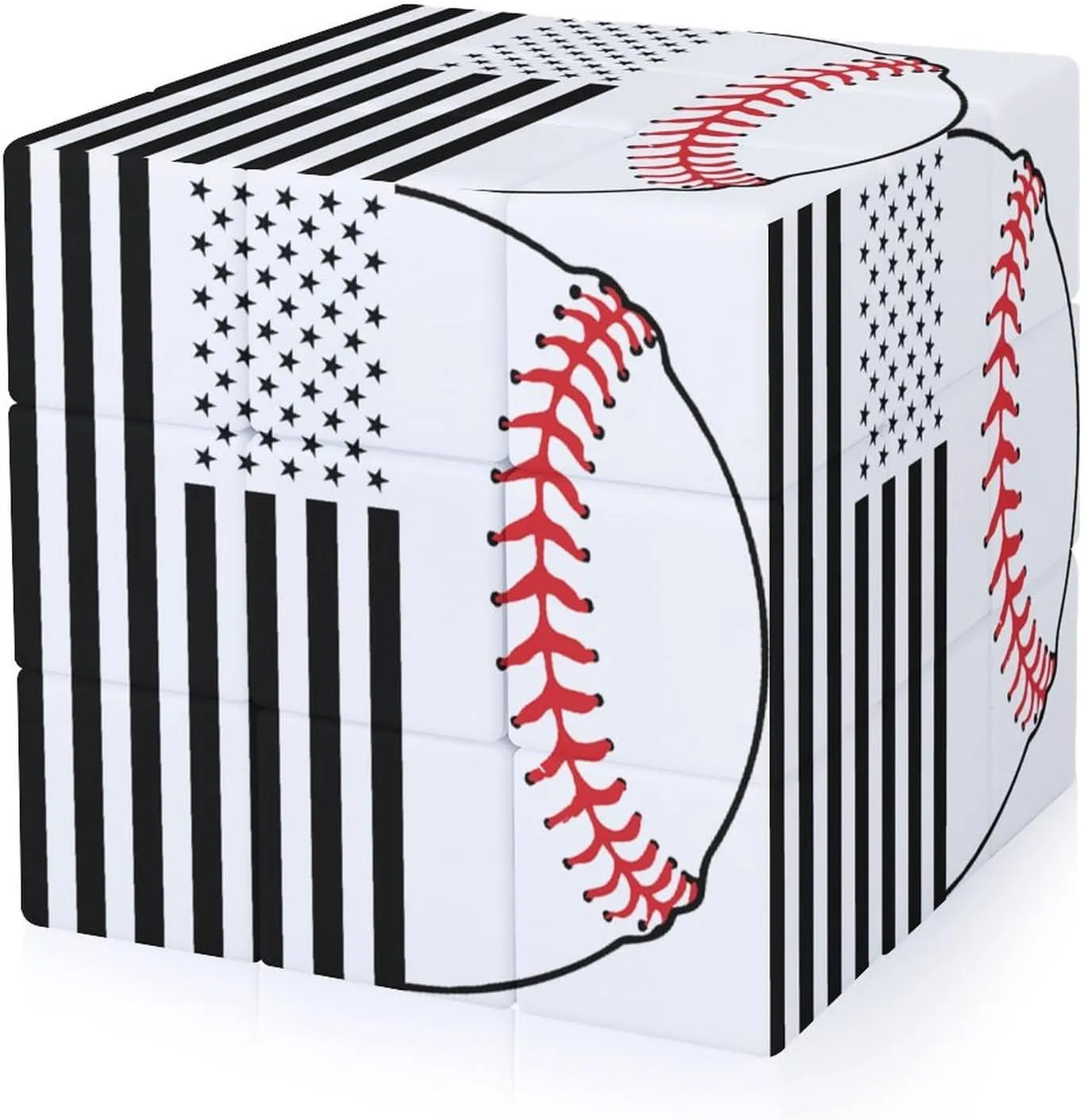 U.S. Flag and Baseball Funny 3x3x3 Cube Smooth Lightweight Puzzle for Adult Graphic Printing Travel