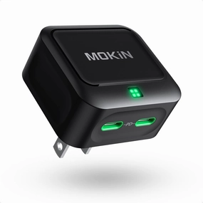USB C Charger Block 40W, Dual Port Type C Fast Charging Block GaN  PD Power Adapter with Foldable Plug USB C Wall Charger Cube for iPhone 16/16 Pro/16 Plus/16 Pro Max/15, Samsung
