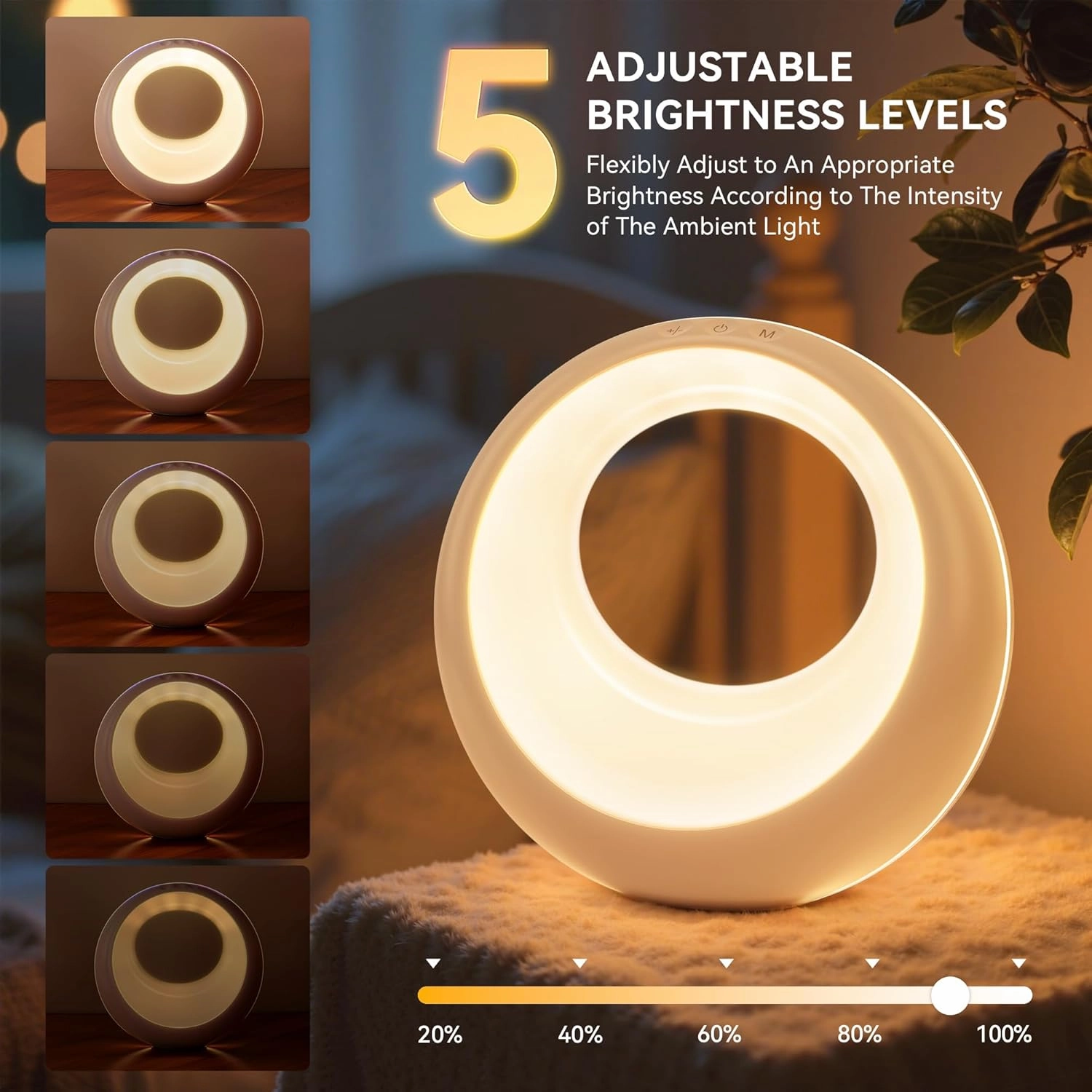 USB Rechargeable Bedside Table Lamp, Dimmable LED Atmosphere Night Light with 7 Colors, 9 RGB Colorful Modes, Remote Control, Ambient Mood Lamp for Bedroom, Living Room, Camping